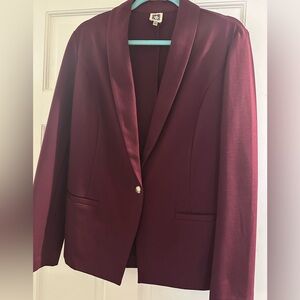 Anne Klein Burgundy stretch Blazer with Single Button